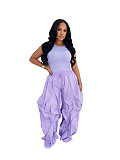 Summer Sexy Sleeveless Patchwork Lace Wide-Leg Pants Two-Piece Set PMR-TW838