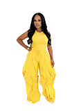 Summer Sexy Sleeveless Patchwork Lace Wide-Leg Pants Two-Piece Set PMR-TW838