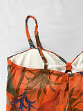 Fashionable Leaf-Print Bohemian Off-the-Shoulder Strapless Floor-Length Dress SFY-TW833