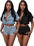Casual Fashion Vest Shorts Denim Two-Piece Set YUNM-57005