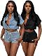 Casual Fashion Vest Shorts Denim Two-Piece Set YUNM-57005