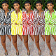 Striped Print Turn Down Collar Shirt Shorts Outfits WSY-5963