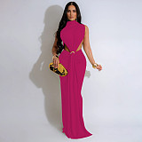 Sexy Solid-Color Sleeveless Gown With Side Slit YF-K10772