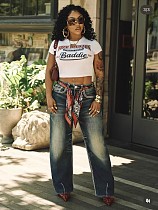 Summer Loose-Fit Short-Sleeve T-Shirt With Fun Heat-Transfer Graphic YZY-9008