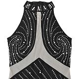 Sexy Mesh Rhinestone and Beaded Bodycon Dress BY-7703