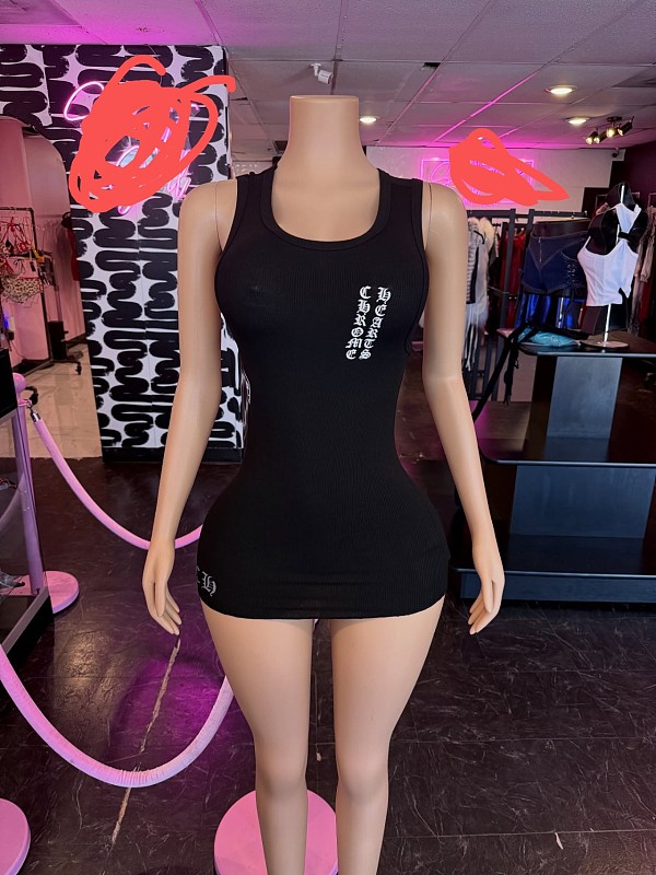Stylish Letter-Print Sleeveless Mini Dress LCYM-202615