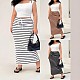 Casual Slim-Fit Striped Knitted Maxi Skirt With Drawstring and Pockets QYU-810