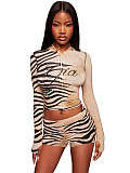 Printed Hooded Long Sleeved Shorts Women's Two-piece Set CH-26011
