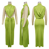 Sexy Solid-Color Sleeveless Gown With Side Slit YF-K10772