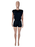 Sexy Round-Neck Sleeveless Jumpsuit & Shorts Set With Side Cutouts SHD-9974