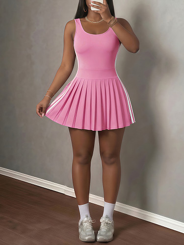 Summer Sleeveless Top Wrinkle Skate Dress HANI-MC024