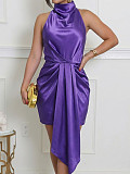Sexy Satin Halter-Neck Backless Mini Party Dress HANI-027