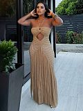 Sexy Cutout Knitted Beach Dress With Drawstring Waist and Tassels ZSC-0347