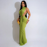 Sexy Solid-Color Sleeveless Gown With Side Slit YF-K10772