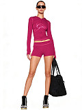 Printed Hooded Long Sleeved Shorts Women's Two-piece Set CH-26011