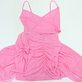 Sexy Solid-Color Deep V-Neck Cami Dress With Waist Cutout CYA-902282