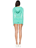 Printed Hooded Long Sleeved Shorts Women's Two-piece Set CH-26011