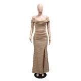 Sexy Slim-Fit Strappy Maxi Gown With Slit CYA-902271