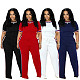 Fashionable Two-Piece Set With Ribbed Color Blocking Short-Sleeve and Loose Fit Trousers PMR-TW825