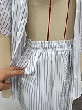 Casual Loose-Fit Striped Short-Sleeve Shirt and Trousers Set QZ-6877