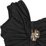 Sexy Solid-Color Off-Shoulder High-Slit Strapless Dress BY-7661