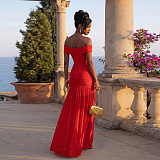 Sexy Solid-Color Off-Shoulder High-Slit Strapless Dress BY-7661