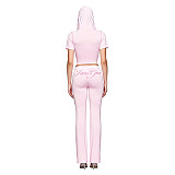 Stylish Sporty-Casual Short-Sleeve Top and Flared Pants Set FOS-8830