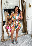 Floral Print Short-Sleeve Shirt & Shorts Set With Tie Detail RS-4759