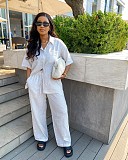 Casual Loose-Fit Striped Short-Sleeve Shirt and Trousers Set QZ-6877