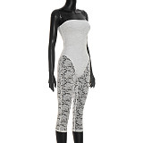 Sexy Strapless Jumpsuit With Zipper Sheer Lace Paneling and Stretch Fabric XYWL-26JP126
