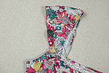 Sexy Ruched & Printed Colorful Spaghetti-Strap A-Line Dress With Empire Waist and Wrapped Bust JY-305105