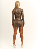 Fashion Retro Punk-style Studded Leather Skirt Set RS-98670