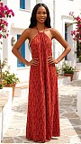 Summer Loose-Fit Printed Halter-Neck Sleeveless Maxi Dress RS-2622
