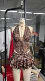 Sexy Two-piece Women Halter Backless Leopard Print Blouse Low-waist Skirt Set RS-YY76
