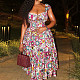Sexy Ruched & Printed Colorful Spaghetti-Strap A-Line Dress With Empire Waist and Wrapped Bust JY-305105