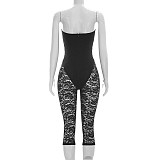 Sexy Strapless Jumpsuit With Zipper Sheer Lace Paneling and Stretch Fabric XYWL-26JP126