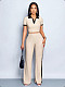 New Two-Piece Set: Polo-Collar Top + Slim-Fit Flared Trousers RS-712