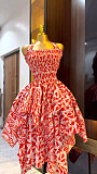 Sexy Halter-Neck Ruched Printed Asymmetrical Dress QZ-9033