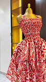 Sexy Halter-Neck Ruched Printed Asymmetrical Dress QZ-9033