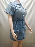 Stylish Single-Breasted Short-Sleeve Denim Dress RS-60411