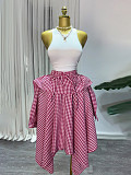 Stylish Plaid Asymmetrical High-Waisted Skirt With Elastic Waistband RS-TW874