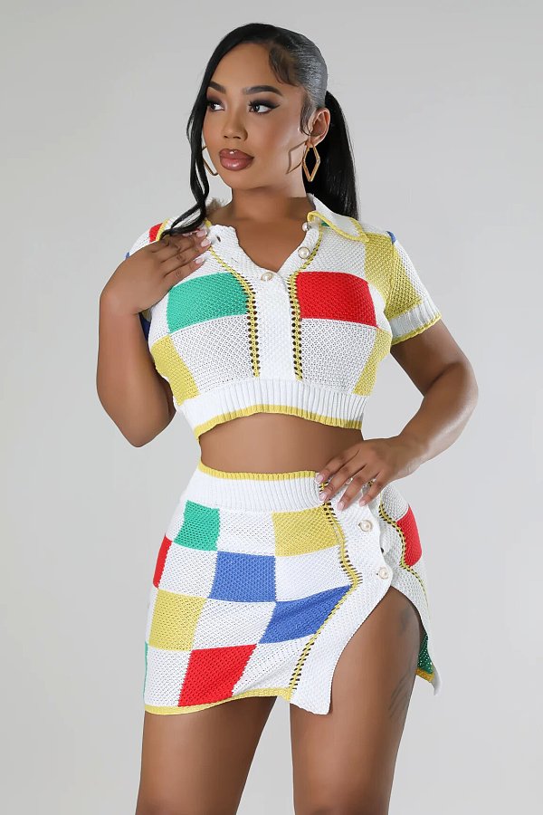 New Color-Block High-Waisted Sexy Skirt Set DY-6687