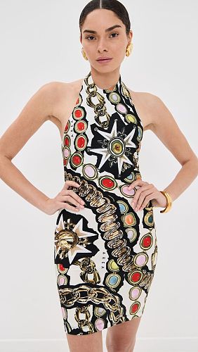 Chic & Sassy Geometric Print Halter Bodycon Dress FC-1467