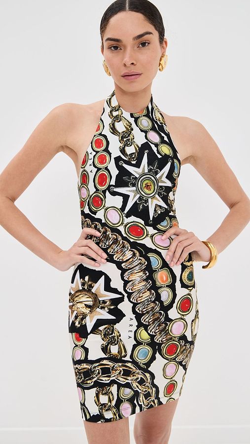 Chic & Sassy Geometric Print Halter Bodycon Dress FC-1467