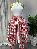 Stylish Plaid Asymmetrical High-Waisted Skirt With Elastic Waistband RS-TW874