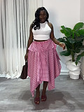 Stylish Plaid Asymmetrical High-Waisted Skirt With Elastic Waistband RS-TW874
