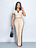 New Two-Piece Set: Polo-Collar Top + Slim-Fit Flared Trousers RS-712
