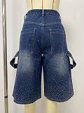 Casual Loose-Fit Rhinestone-Embellished High-Waisted Wide-Leg Jeans RS-2819