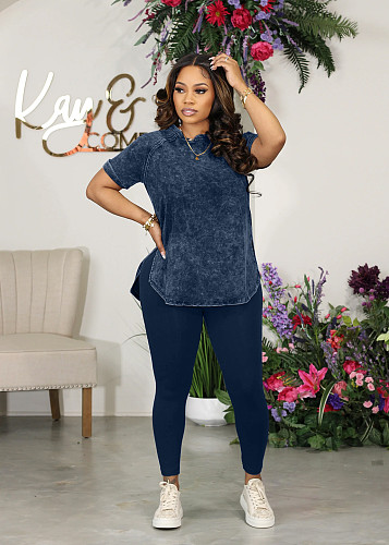 Stylish Casual Printed Short-Sleeve & Long-Pant Two-Piece Set WA-77589