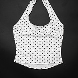 Polka-Dot Print Halter-Neck Tie-Strap Top & Fitted Cropped Pants Two-Piece Set RS-26ST102